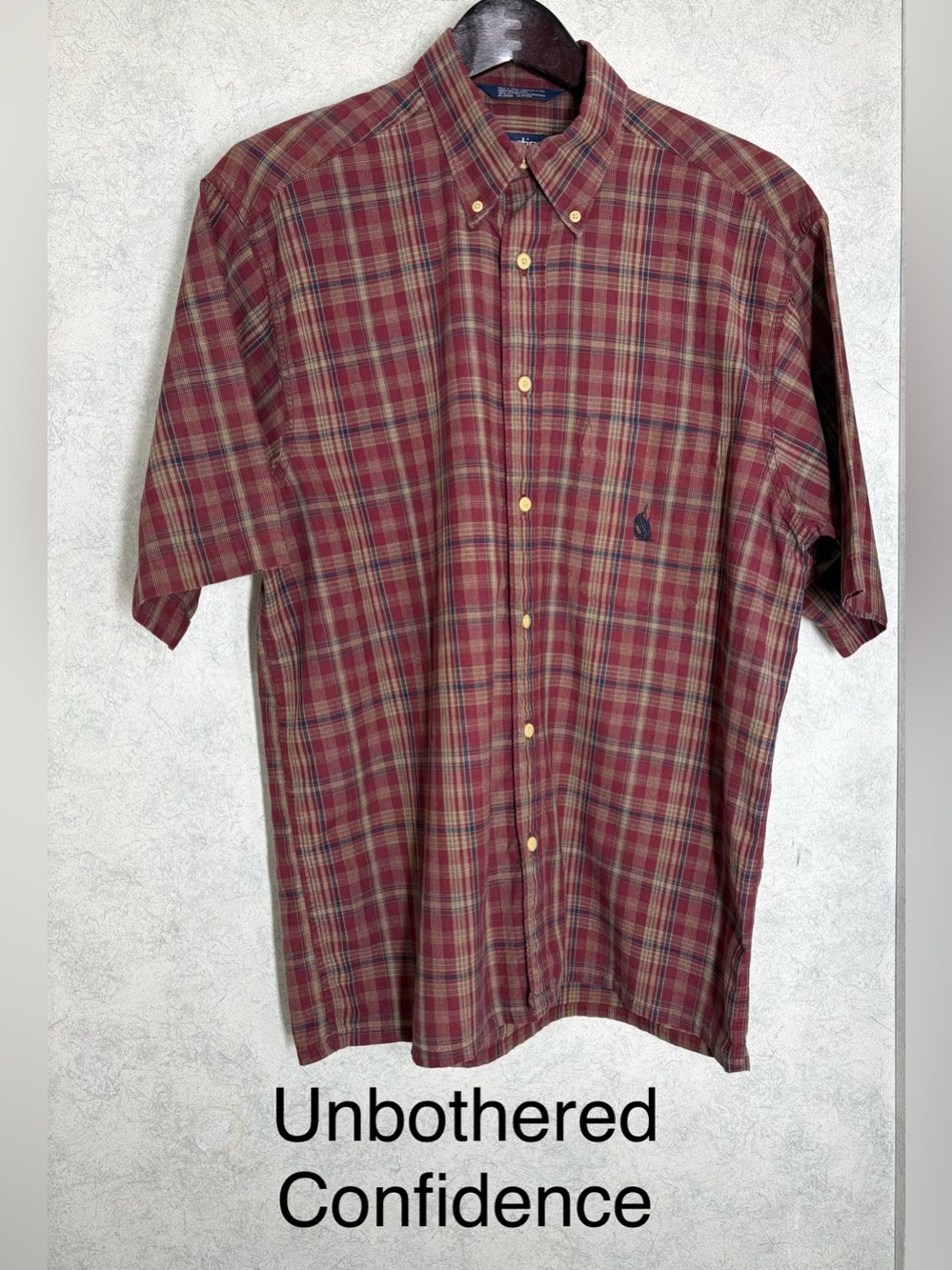 Men’s Short Sleeve Button up Shirt Vintage Nautica Size M/M Pastel Plaid EUC